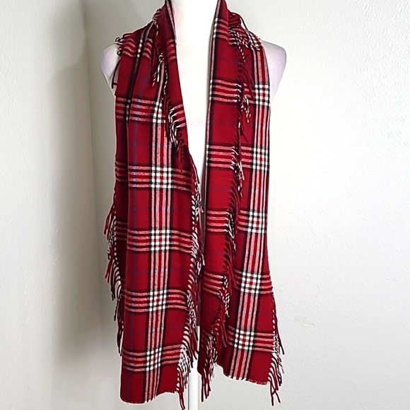 COPY - Preston & York Red, Black & White Plaid Scarf with Fringe on each Side - Picture 3 of 8